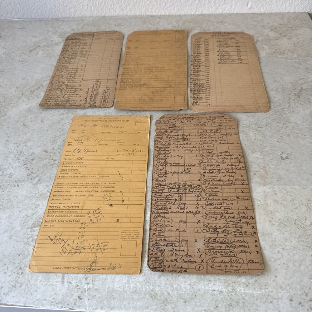 Key System Conductors Receipt Lot Of 5 Vintage